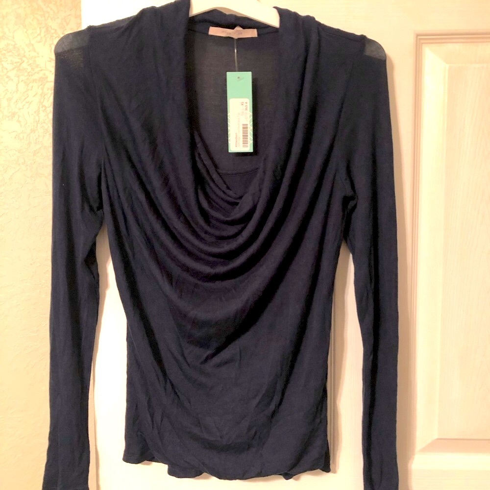 NWT Navy Cowl Neck Knit Top